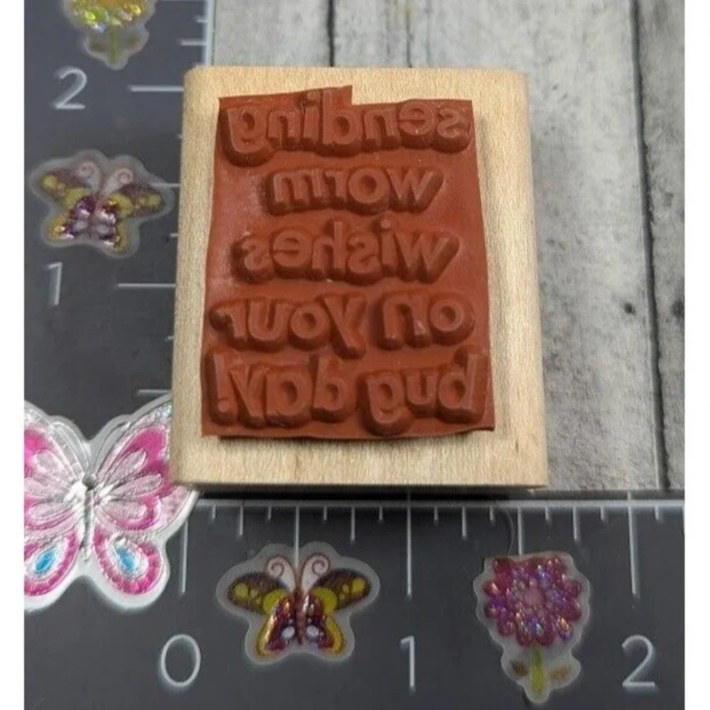 Stampin' Up! Sending Worm Wishes Bug Day Rubber Stamp Wood #A57